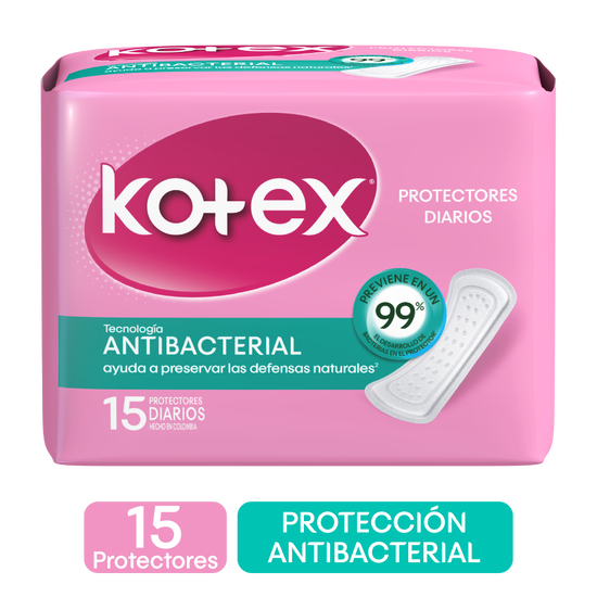 Protectores Diarios Kotex Antibacterial 15uds